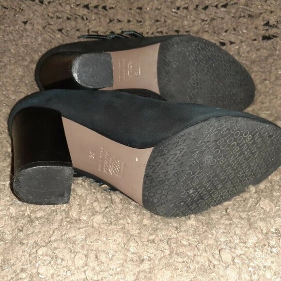 NAVYBOOT-Italy-Black Suede/Leather 3 Strap Mary Jane Pumps-Sz 36-Near Mint - Picture 8 of 8